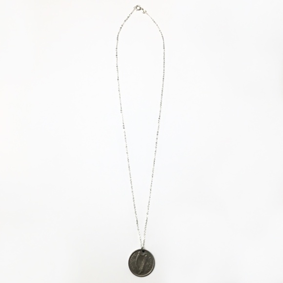 1928 Irish Silver Coin Necklace — Italy 925 Sterling Silver Chain — 18-inch - Picture 3 of 5